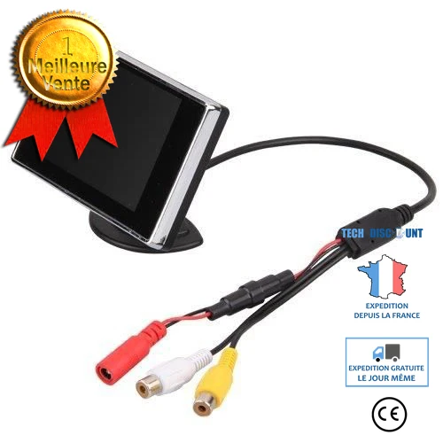 TD® Moniteur Camera de recul / 3,5 pouces de voiture d'affichage vidéo bidirectionnel inversant l'affichage tricycle à deu...