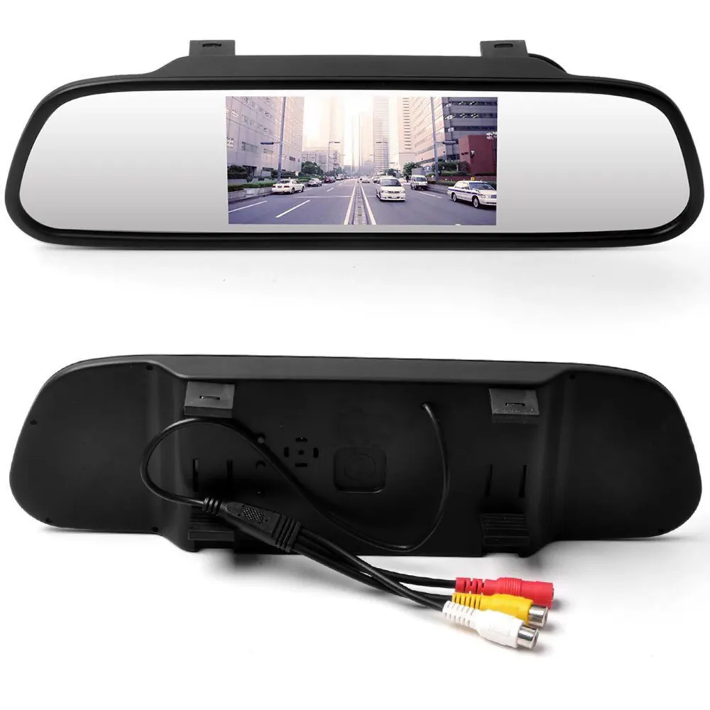 TD® Moniteur de voiture HD de 4,3 pouces support de plaque d'immatriculation étanche à 170 ° inversant l'émetteur sans fil...