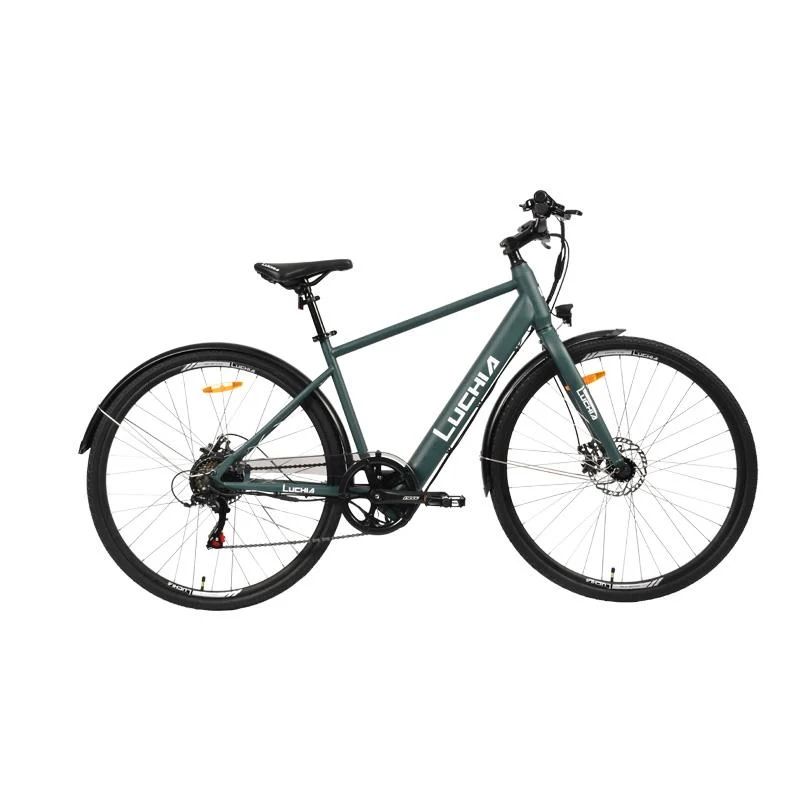 Vélo électrique urbain Atria bleu clair 700c avec cadre en acier et freins à disque MONORIM© SPAIN