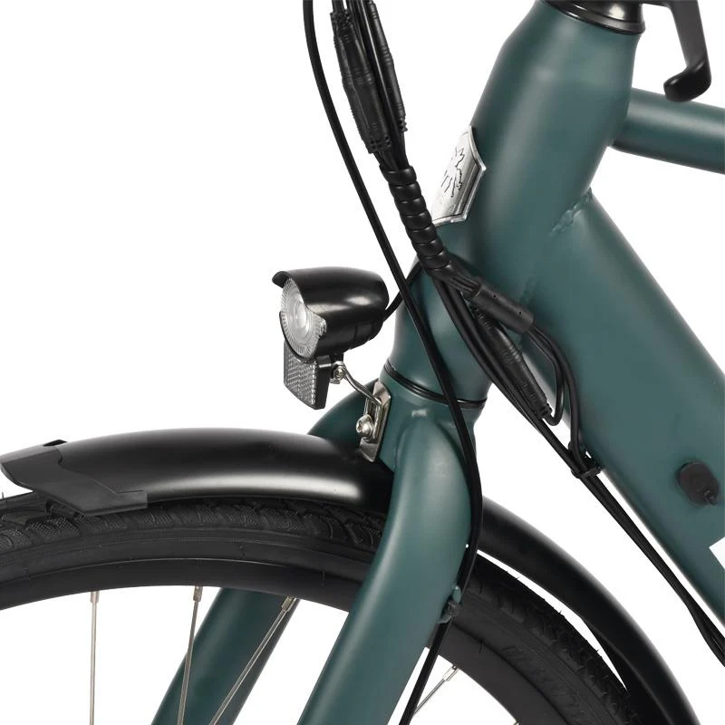 Vélo électrique urbain Atria bleu clair 700c avec cadre en acier et freins à disque MONORIM© SPAIN