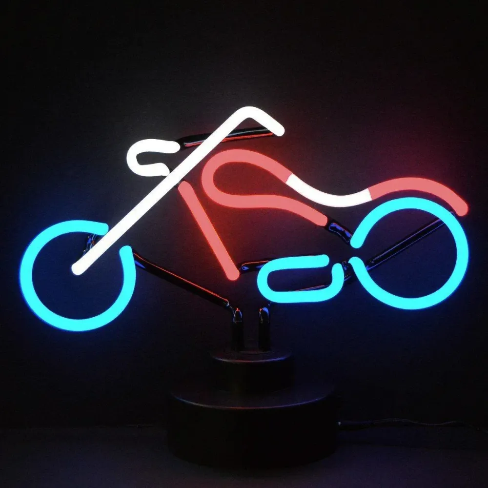 "Moto Chopper Enseigne Néon De Table, Enseigne Néon En Verre" Enseigne Lumineuse en Néon