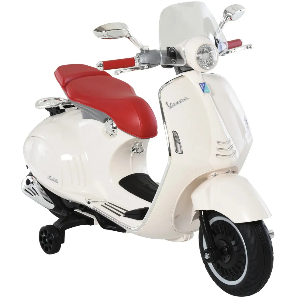 Moto pour enfants Vespa, moto électrique avec éclairage musical MP3, 3-6 ans, PP, blanc, 108x49x75cm