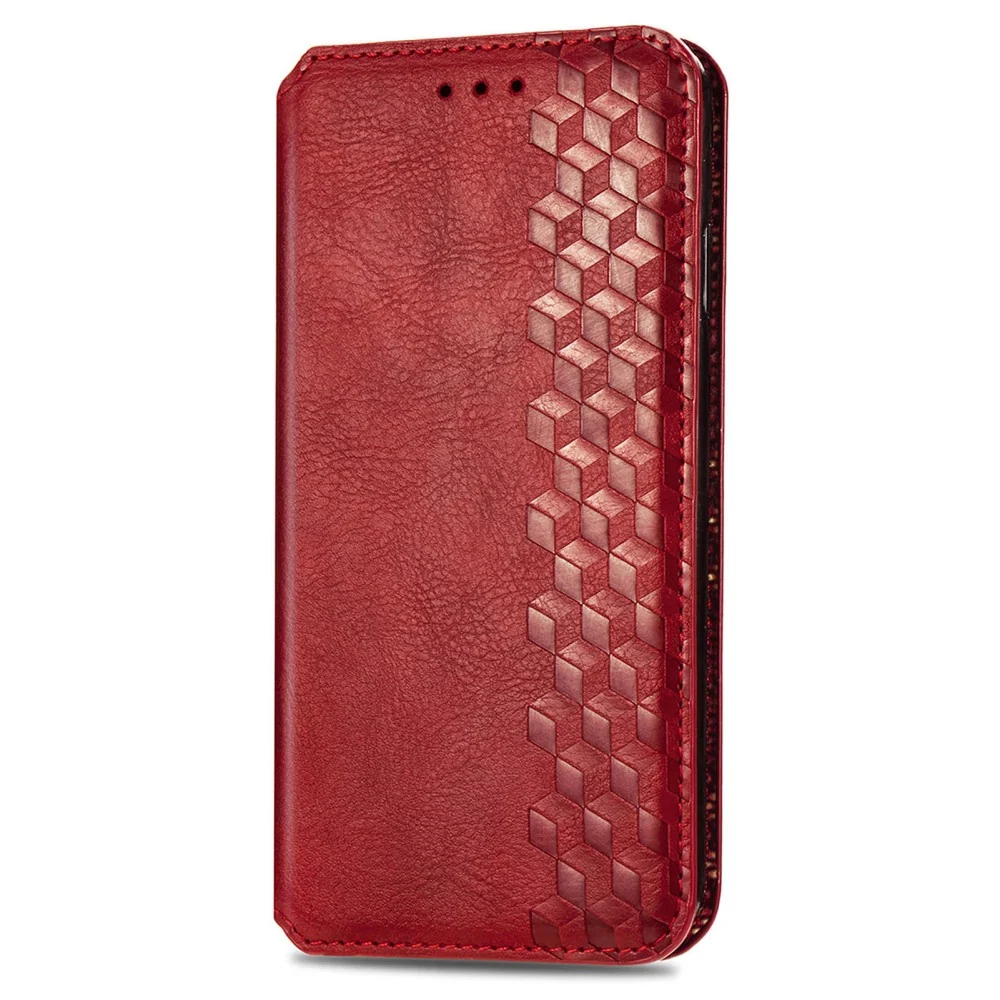 Motorola Moto G24 Power étui en cuir avec une impression de losange stylisé - Rouge