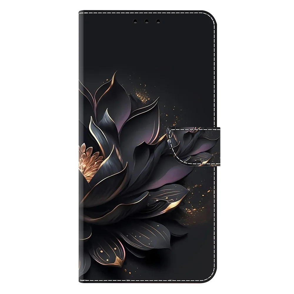 Motorola Moto G35 5G Case Magnetic Clasp 3D Pattern Leather Wallet Phone Cover - Purple Lotus
