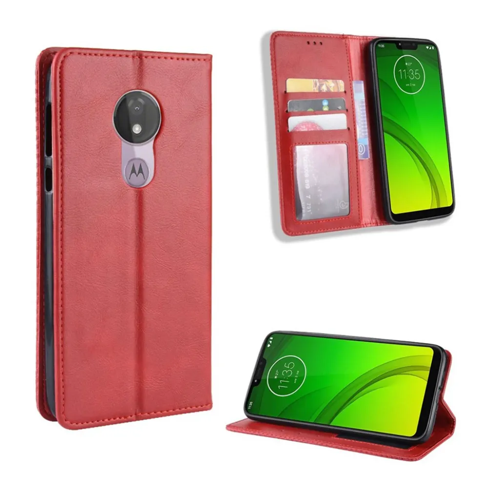 Motorola Moto G7 Power étui en cuir vintage - Rouge