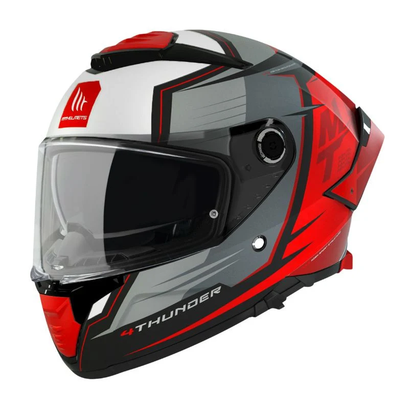 Casque intégral moto - Thunder gris rouge mat MT HELMETS
