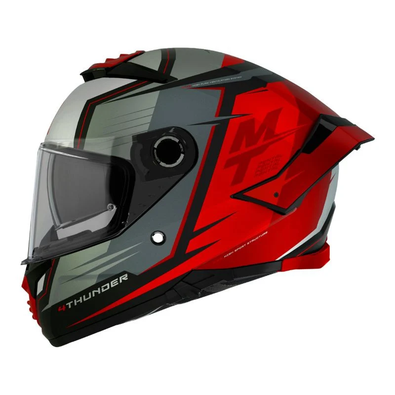 Casque intégral moto - Thunder gris rouge mat MT HELMETS