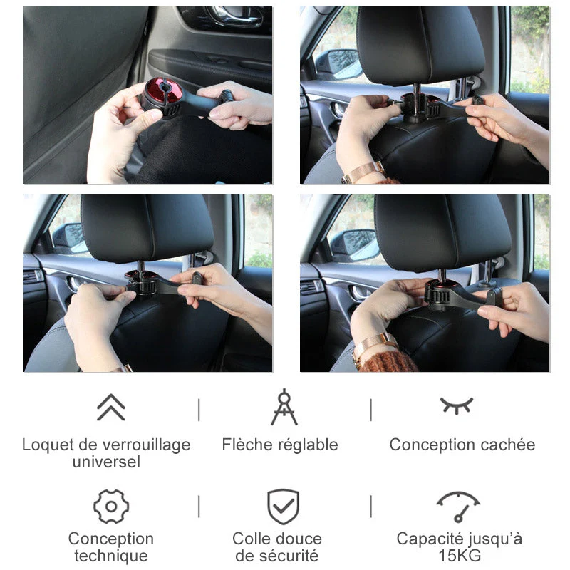 Crochet de Voiture pour Support d'Appui-tête noucadeaux