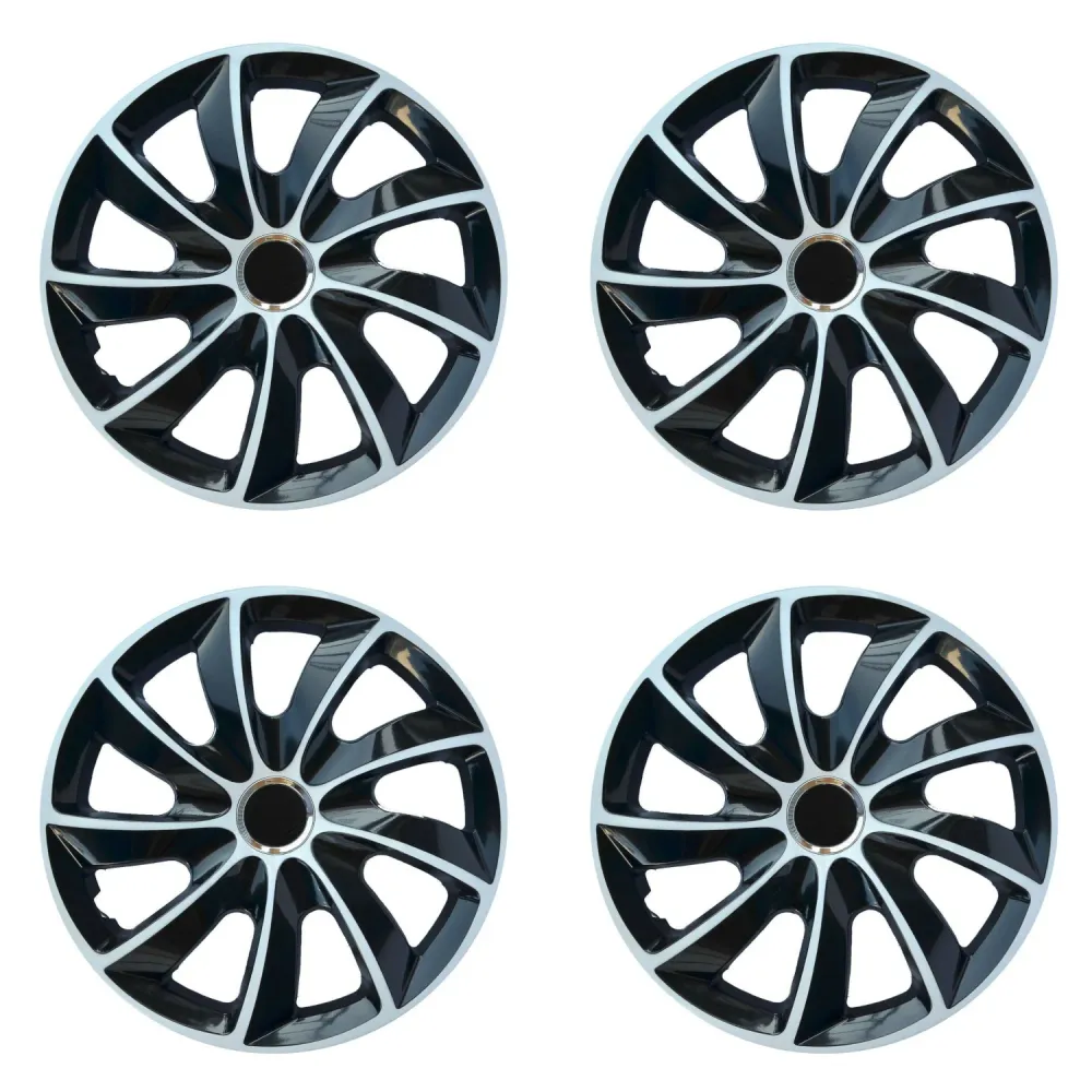 NRM 14" Enjoliveurs Enjoliveurs Universel 4 PCS Voiture Assemblage Facile Noir et Blanc