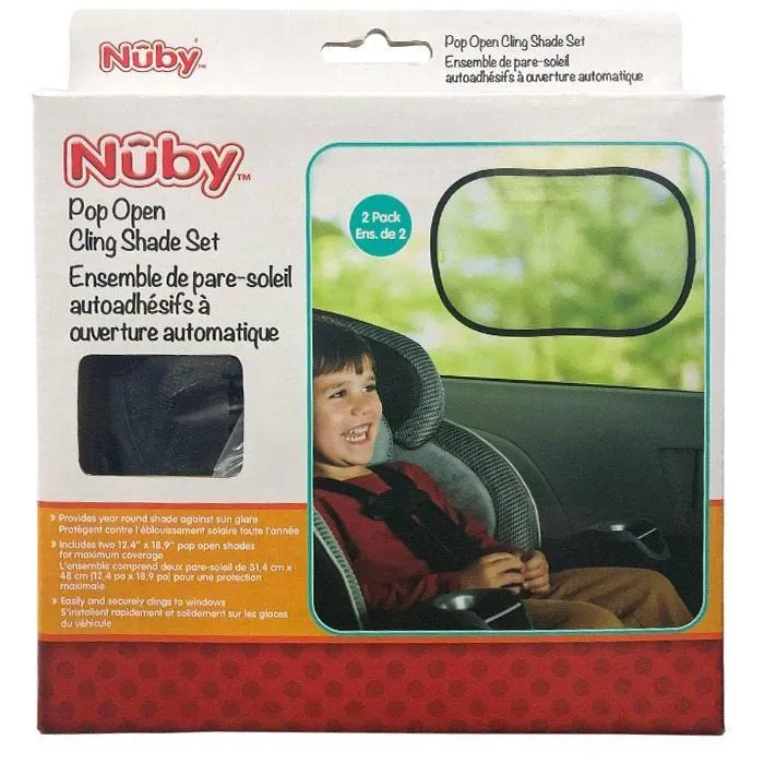Nuby Ensemble de pare-soleil de fenêtre de voiture Pop Open Cling - Paquet de 2