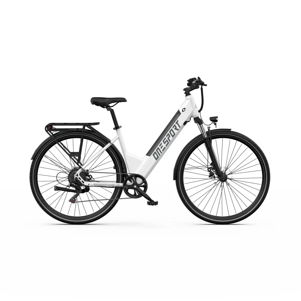 ONESPORT OT12 Vélo Électrique - Moteur 250W Batterie 36V13Ah Frein à Câble Roues 27,5po - Blanc