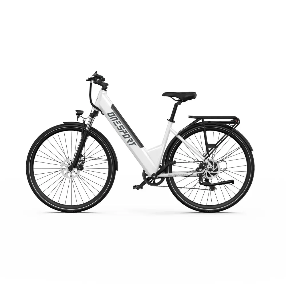 ONESPORT OT12 Vélo Électrique - Moteur 250W Batterie 36V13Ah Frein à Câble Roues 27,5po - Blanc