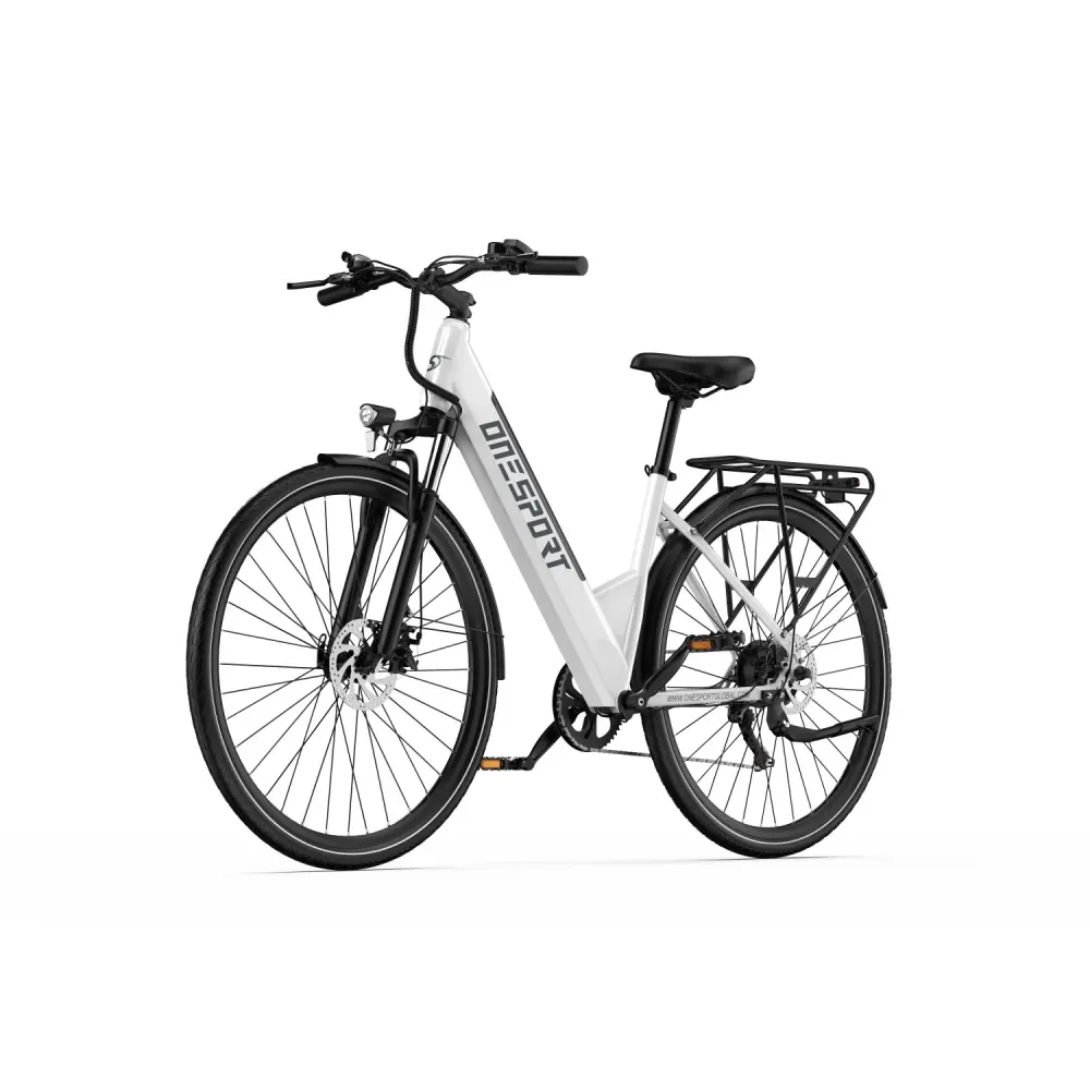ONESPORT OT12 Vélo Électrique - Moteur 250W Batterie 36V13Ah Frein à Câble Roues 27,5po - Blanc
