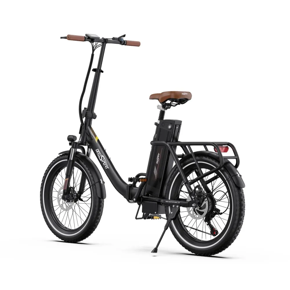 ONESPORT OT16-2 Vélo Électrique - Cadre en fer pliable Moteur 250W Batterie 48V17AH 20"Pneus de Freins Disque - Brun foncé