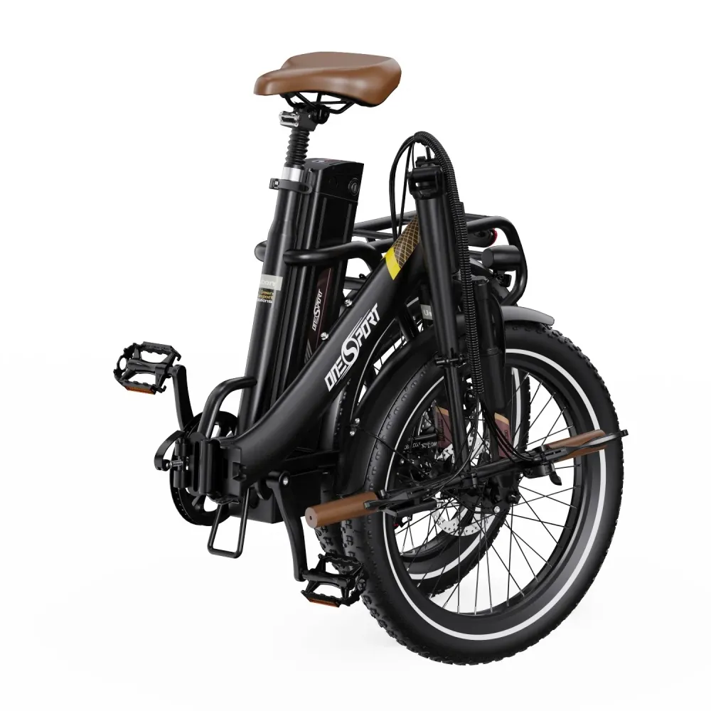 ONESPORT OT16-2 Vélo Électrique - Cadre en fer pliable Moteur 250W Batterie 48V17AH 20"Pneus de Freins Disque - Brun foncé