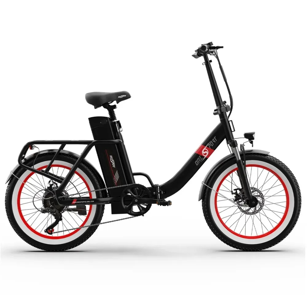 ONESPORT OT16-2 Vélo Électrique - 20" Roues 250W Moteur 48V17Ah Batterie 60KM Autonomie Frein à Disque - Noir et Rouge