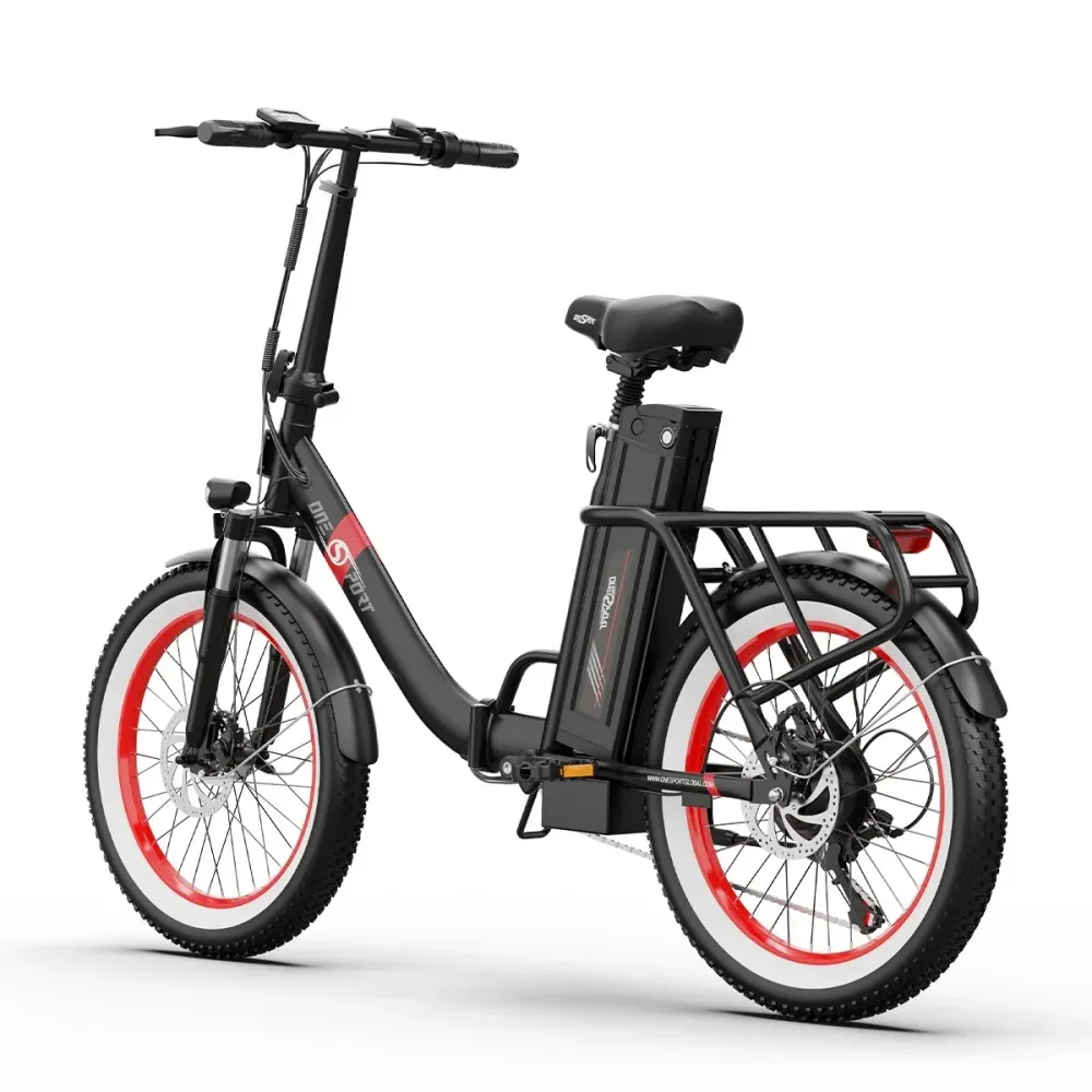 ONESPORT OT16-2 Vélo Électrique - 20" Roues 250W Moteur 48V17Ah Batterie 60KM Autonomie Frein à Disque - Noir et Rouge
