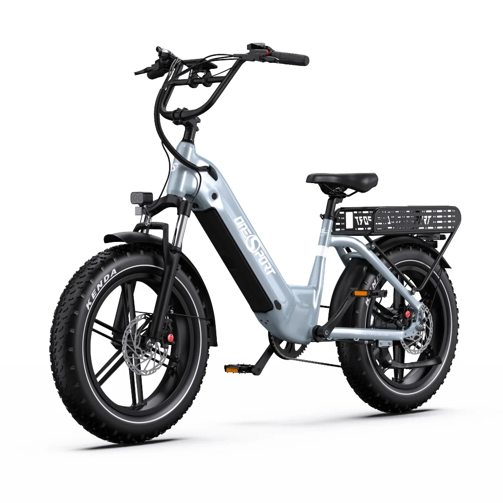 Vélo Électrique ONESPORT OT08 - Moteur 500W Batterie 48V18AH Pneus De 20 Pouces Freins à Disque - Gris