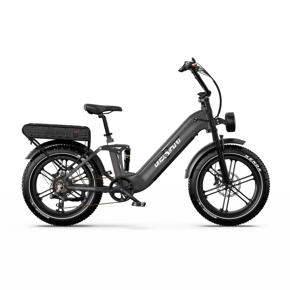 Vélo Électrique ONESPORT OT08 PRO - Moteur 500W Batterie 48V18AH*2 Pneus De 20 Pouces Freins à Disque - Gris