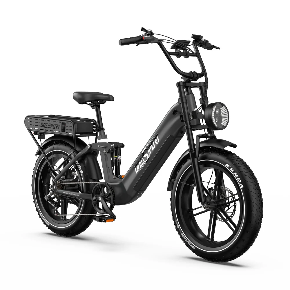 Vélo Électrique ONESPORT OT08 PRO - Moteur 500W Batterie 48V18AH*2 Pneus De 20 Pouces Freins à Disque - Gris
