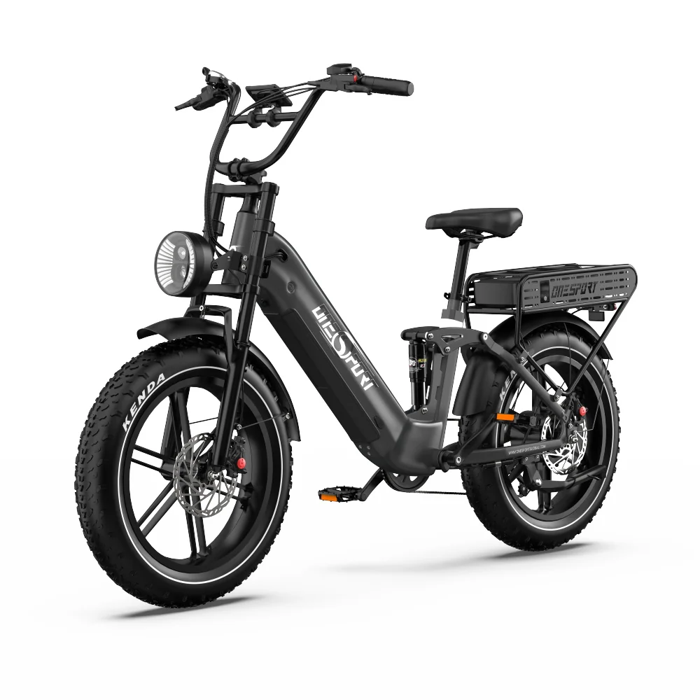 Vélo Électrique ONESPORT OT08 PRO - Moteur 500W Batterie 48V18AH*2 Pneus De 20 Pouces Freins à Disque - Gris