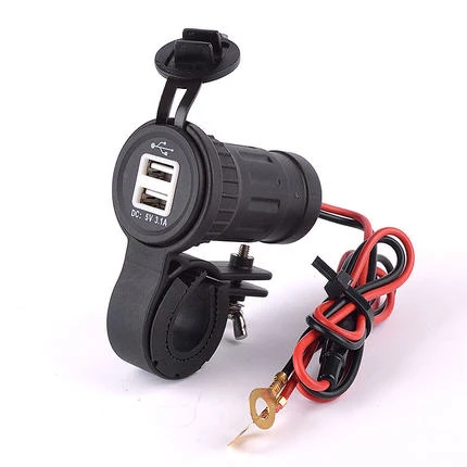 Importé - Chargeur 2 Ports USB Moto Etanche Lumière LED 12-24V Oplayce Import