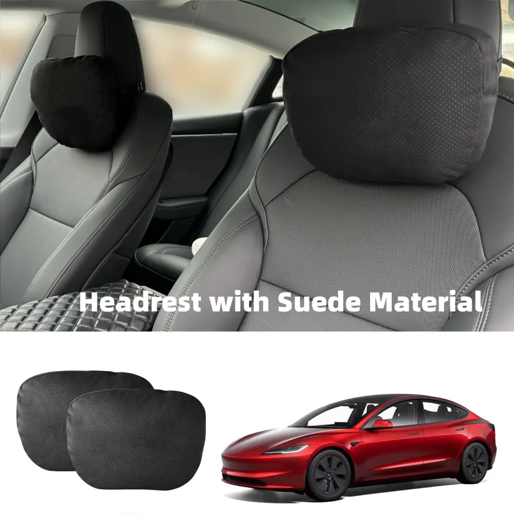 Oreiller d'appui-tête pour le modèle 3 Highland/3/Y/S/X - Support du cou de la voiture en daim Sans