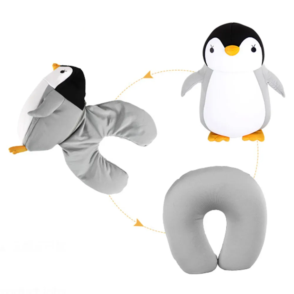 TD® Oreiller en forme de U dessin animé forme de pingouin relaxation cervical nuque cou voyage avion voiture mousse coussi...