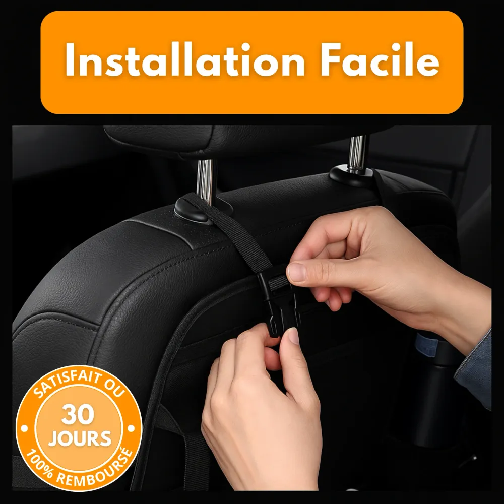 Organisateur de Siège Voiture en Cuir PU Haut de Gamme avec Table Pliable