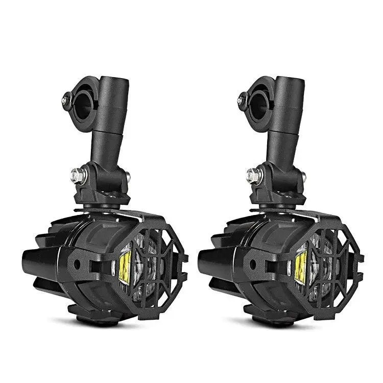 Pack :phare additionnel LED moto avec Rehausse 40mm pour guidons Ø 22mm