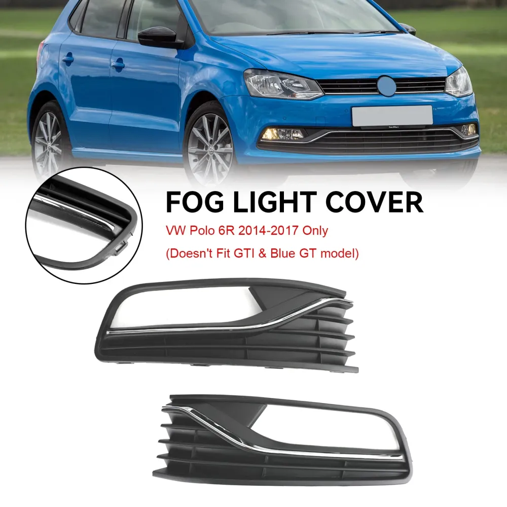 Paire de couvercles de phares antibrouillard pour pare-choc avant, calandre pour VW Polo 6R 2014 2015 2016 2017, accessoir...
