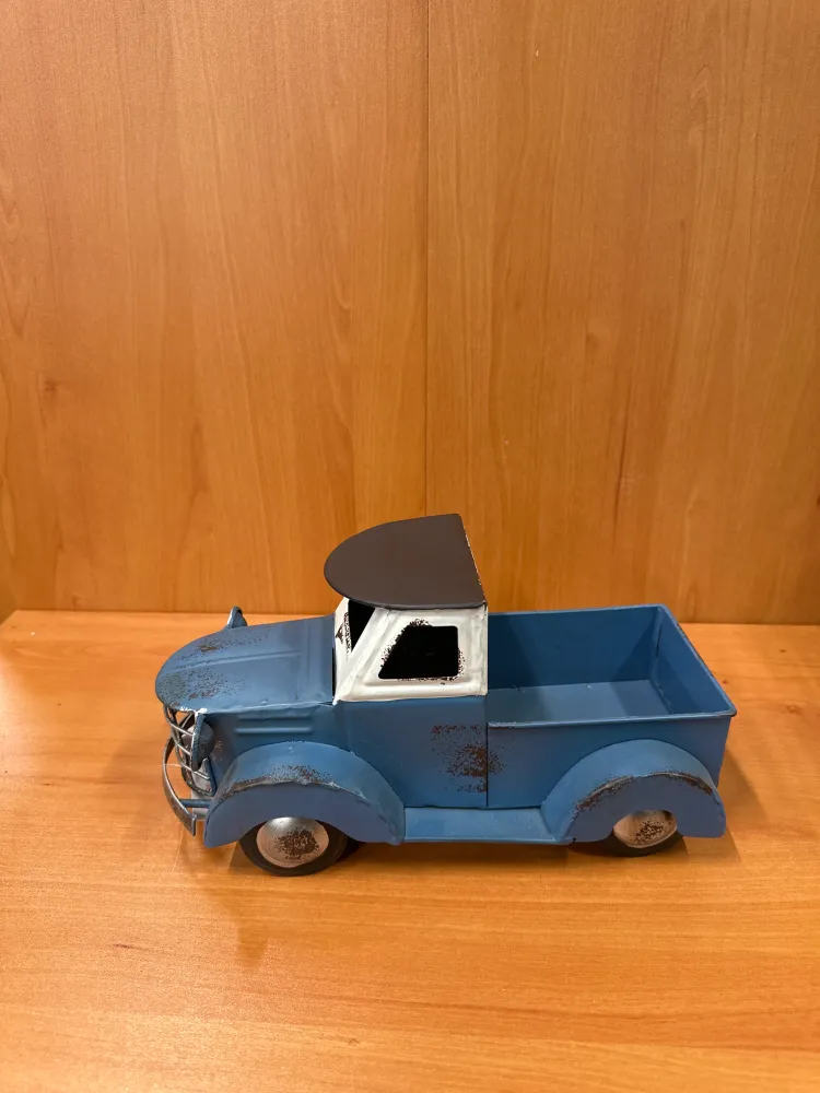 Voiture métal bleue style antique Panam