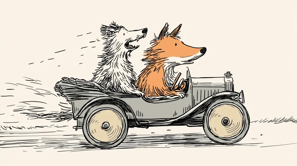 Papier peint chambre enfant | Aventure en voiture avec des animaux
