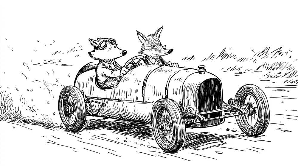 Papier peint chambre enfant | Course joyeuse avec des animaux en voiture