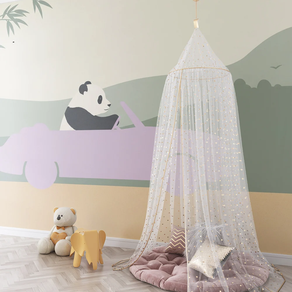 Papier peint chambre enfant | Panda aventurier en voiture rose