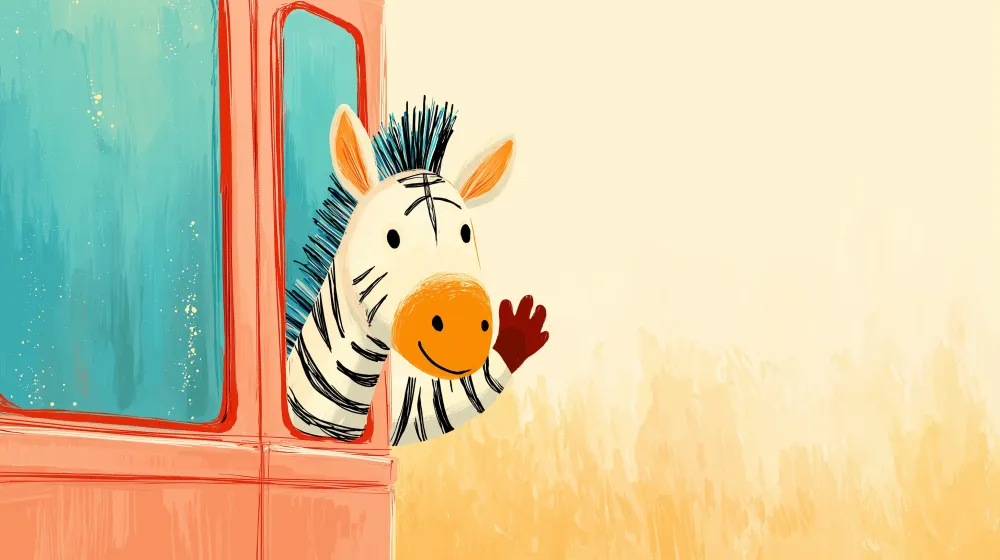 Papier peint chambre enfant | Petite zebra en voiture