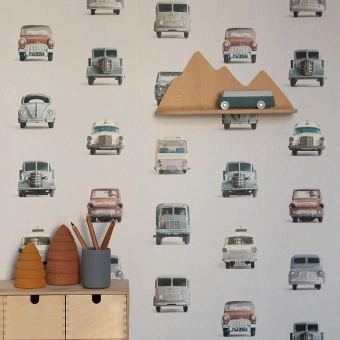 Papier peint voiture gris clair - Studio Ditte