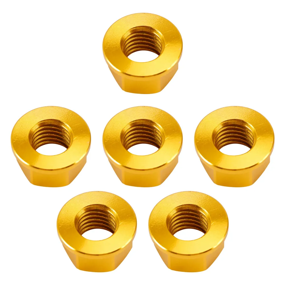 Paquet de 6 écrous de bride de pignon arrière en aluminium M10X1.5mm or pour moto vélo
