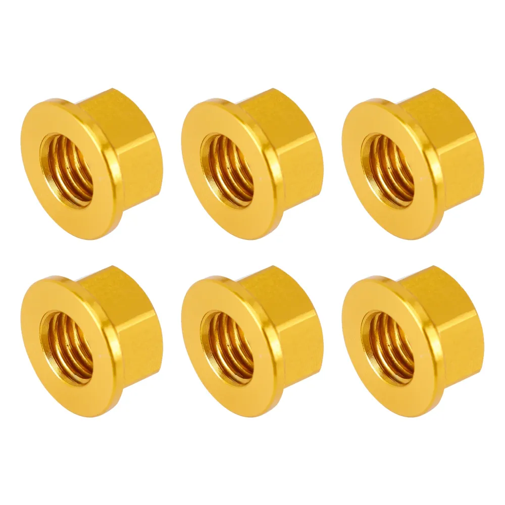 Paquet de 6 écrous de bride de pignon arrière en aluminium M10X1.5mm or pour moto vélo