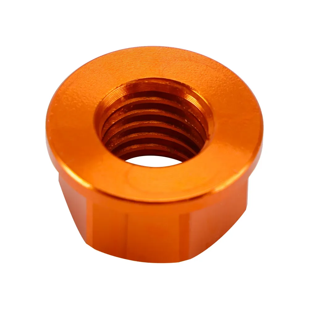 Paquet de 6 écrous de bride de pignon arrière en aluminium M10X1.5mm Orange pour moto vélo