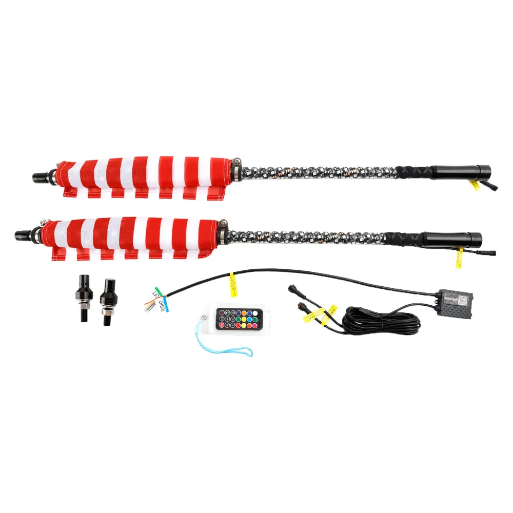 Pelle de voiture marine utilitaire Sport 4WD 4x4, 2x 3 pieds, lumières fouet LED RGB, antenne avec drapeau, télécommande