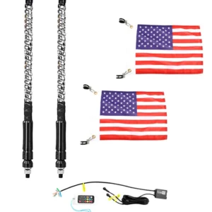 Pelle de voiture marine utilitaire Sport 4WD 4X4, 2x 2 pieds RGB LED APP, lumières fouet, antenne avec drapeau, télécommande