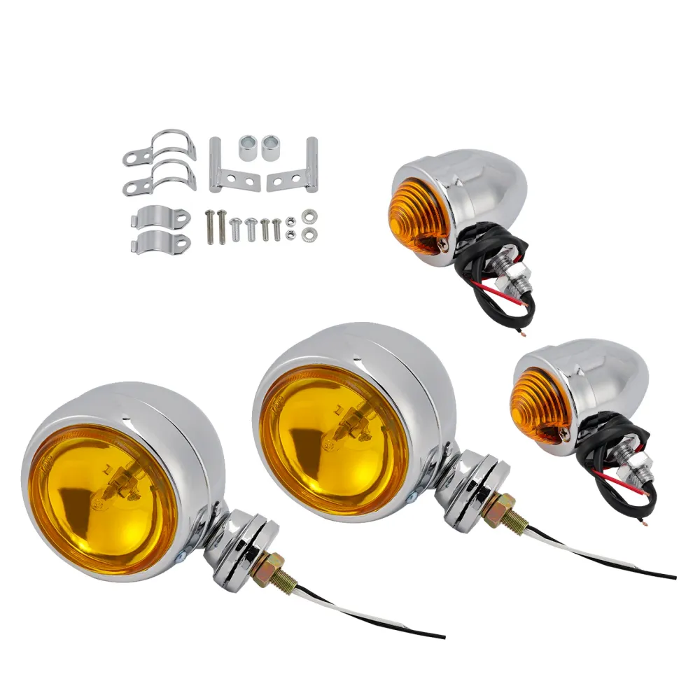 Phare antibrouillard de moto personnalisé chromé # D20 pour Racer Bobber Chopper