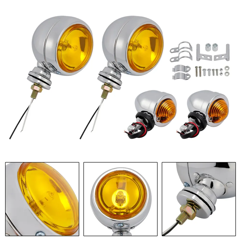 Phare antibrouillard de moto personnalisé chromé # D20 pour Racer Bobber Chopper