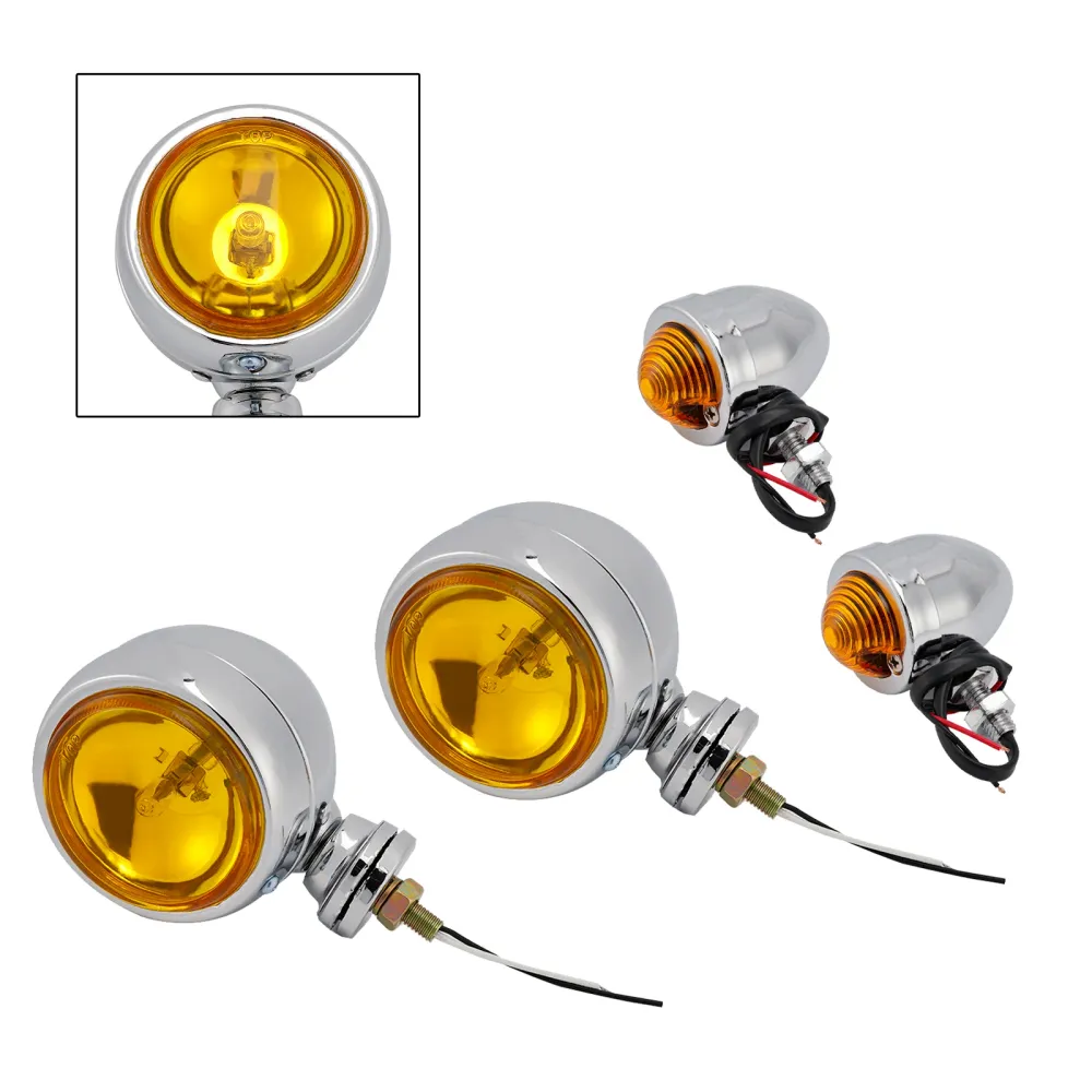 Phare antibrouillard de moto personnalisé chromé # D20 pour Racer Bobber Chopper