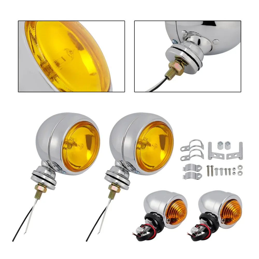 Phare antibrouillard de moto personnalisé chromé # D20 pour Racer Bobber Chopper