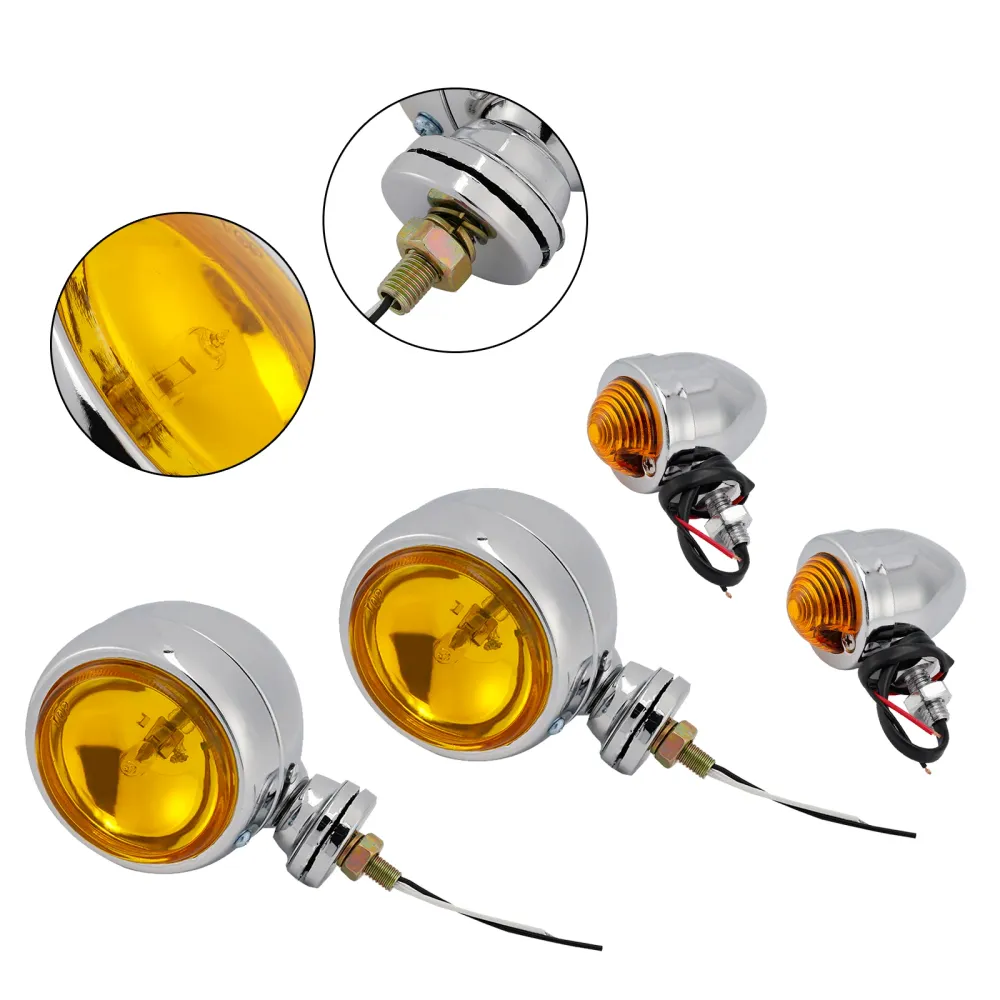 Phare antibrouillard de moto personnalisé chromé # D20 pour Racer Bobber Chopper