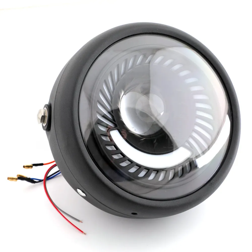 Phare universel bleu/blanc LED pour moto, 6.5 pouces, pour Cafe Racer, personnalisé, générique