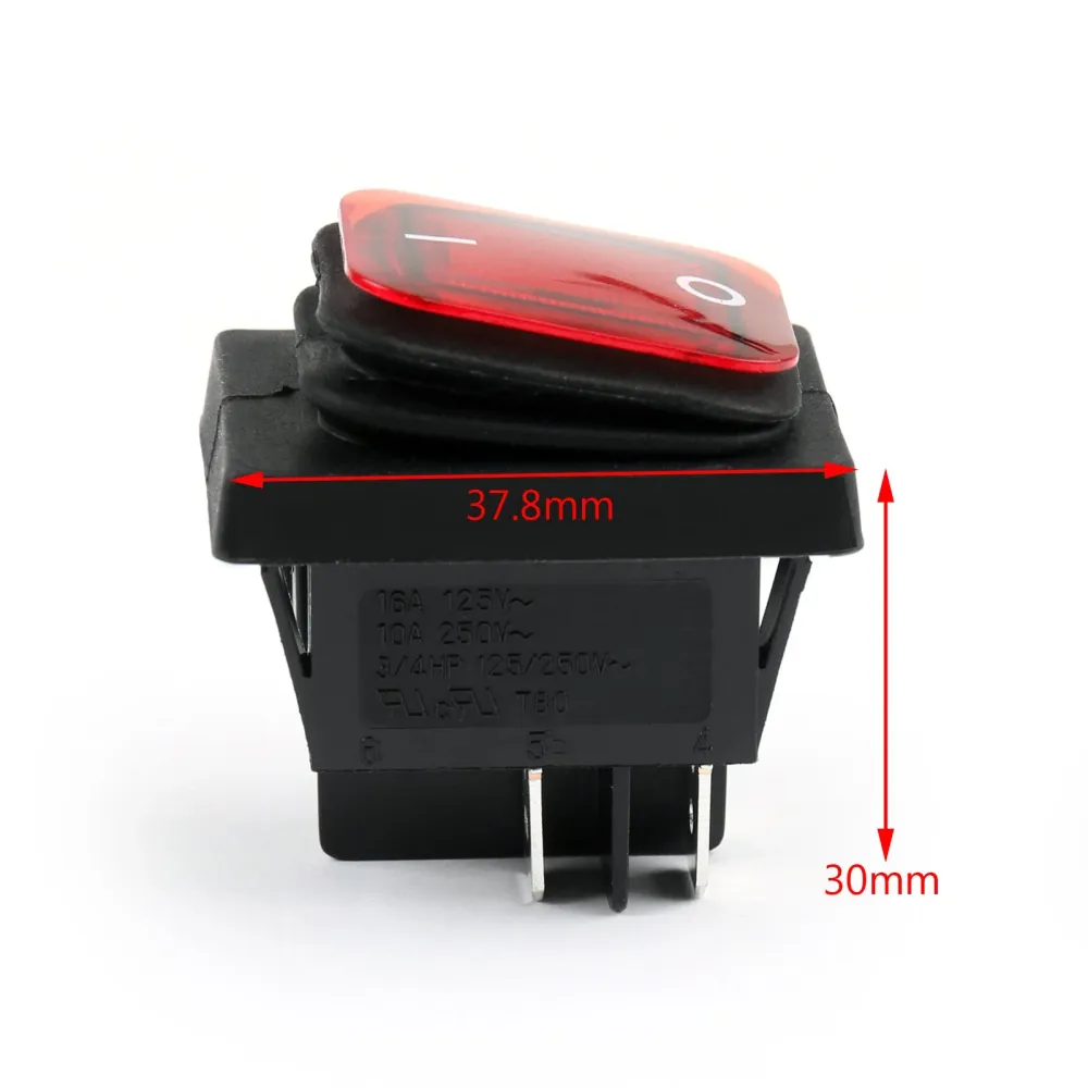 1 pièces RLEIL RL2-102 étanche IP65 interrupteur à bascule de voiture 4Pin marche/arrêt 125/250VAC rouge