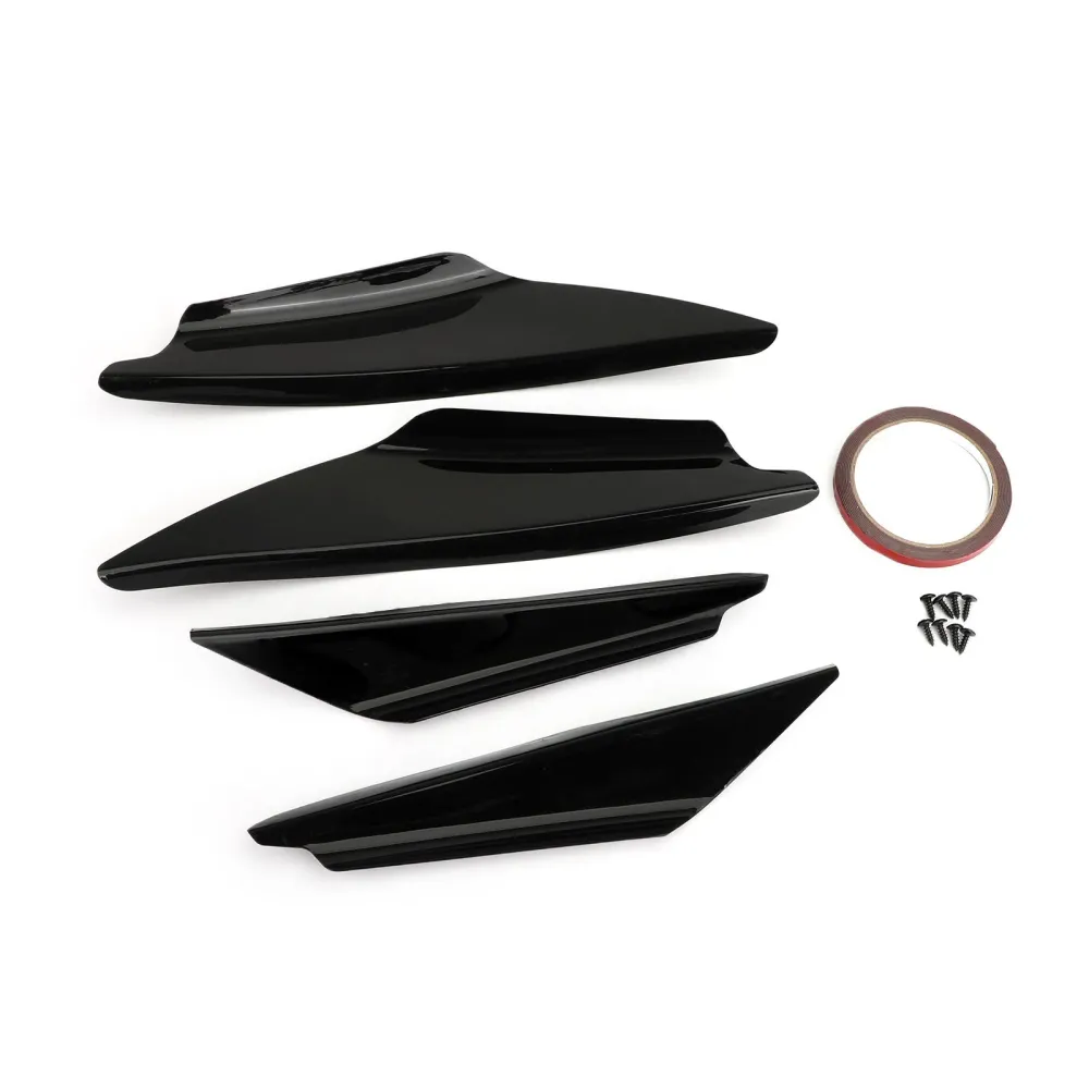 4 pièces universel brillant Bk voiture pare-chocs avant ailerons séparateur de corps Spoiler Canards générique